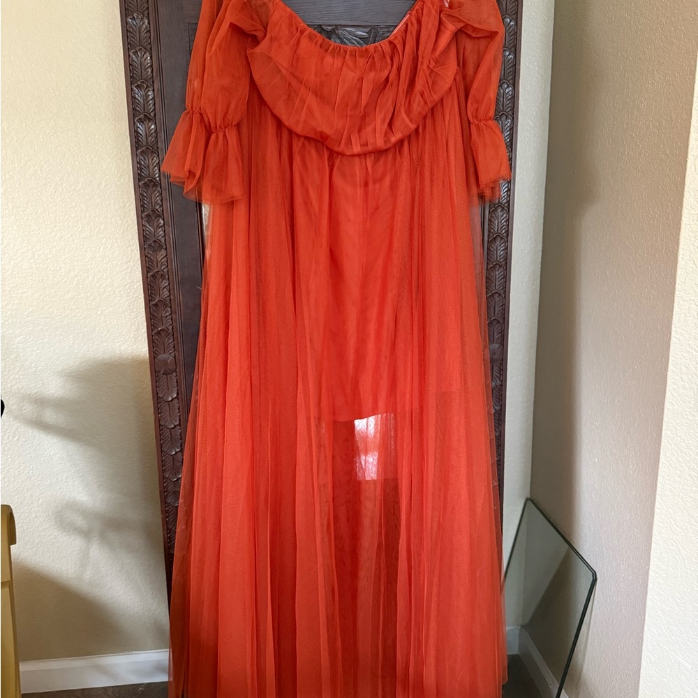 Ever Pretty Vibrant Orange Maternity Dress - Great for photos!